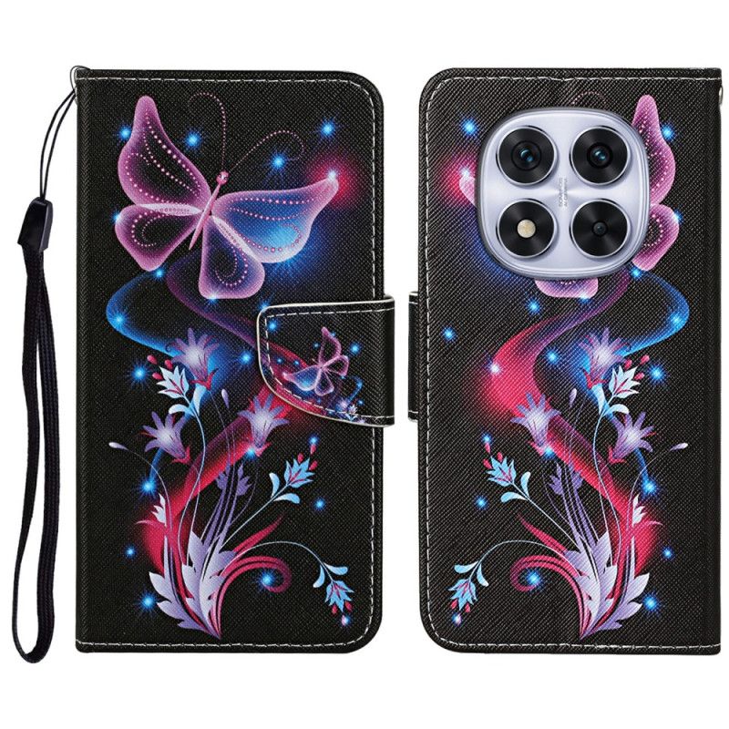 Leren Hoesje Xiaomi Redmi Note 14 Pro Plus 5g Gloeiende Vlinders