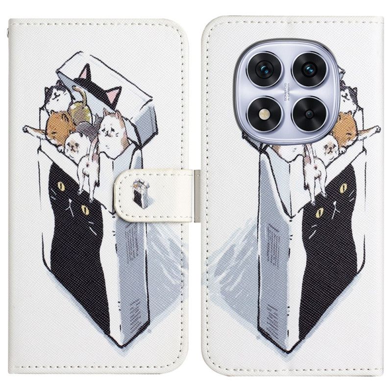 Leren Hoesje Xiaomi Redmi Note 14 Pro Plus 5g Katten In De Doos Bescherming Hoesje