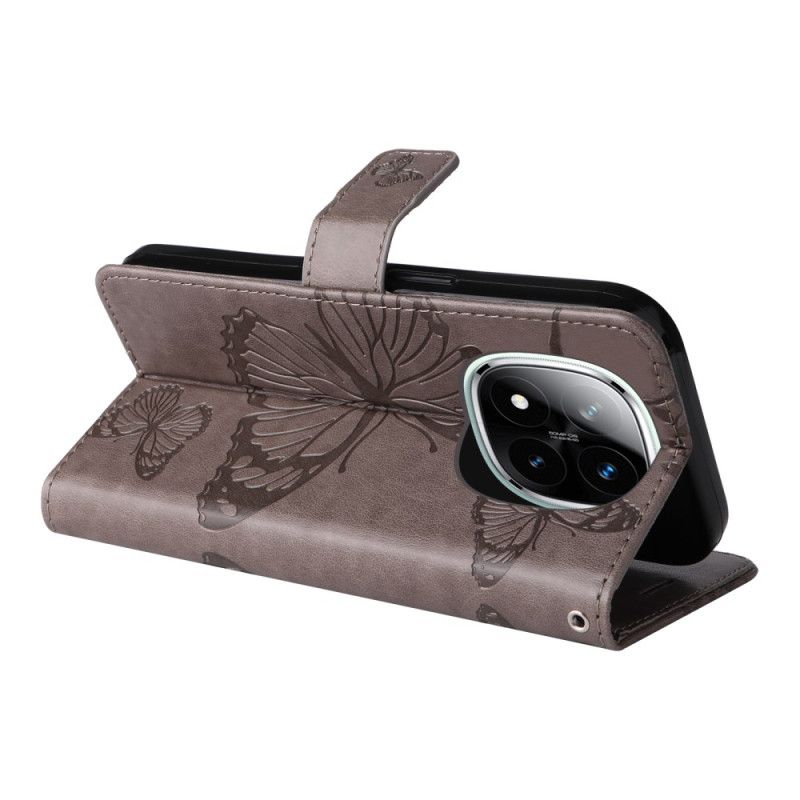 Leren Hoesje Xiaomi Redmi Note 14 Pro Plus 5g Reuzenvlinders Bescherming Hoesje