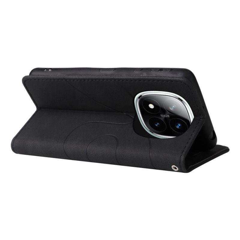 Leren Hoesje Xiaomi Redmi Note 14 Pro Plus 5g Tweekleurige Golvende Lijnen Bescherming Hoesje