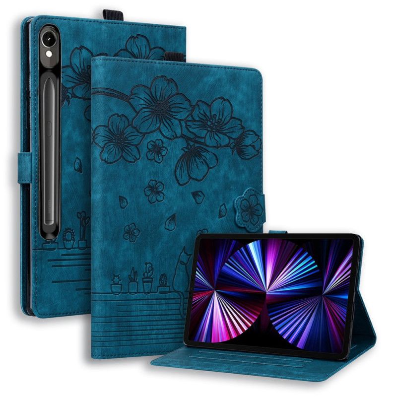 Leren Hoesje Voor Samsung Galaxy Tab S10 Fe Plus Kattenscène