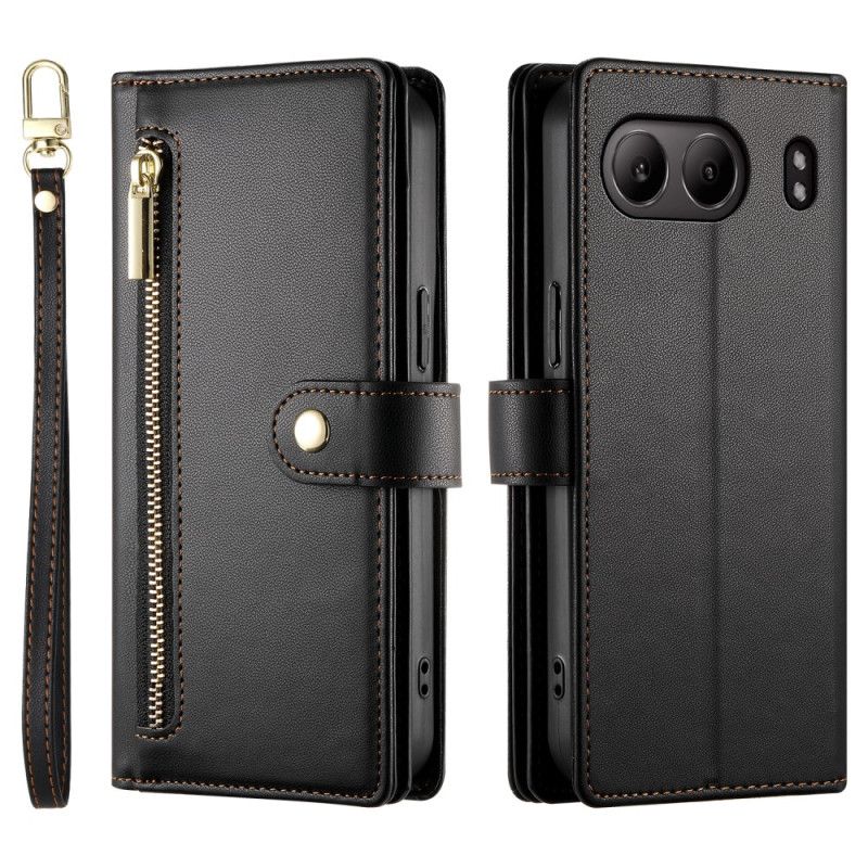 Bescherming Hoesje Oneplus Nord 4 Portemonnee Met Bandje En Schouderband