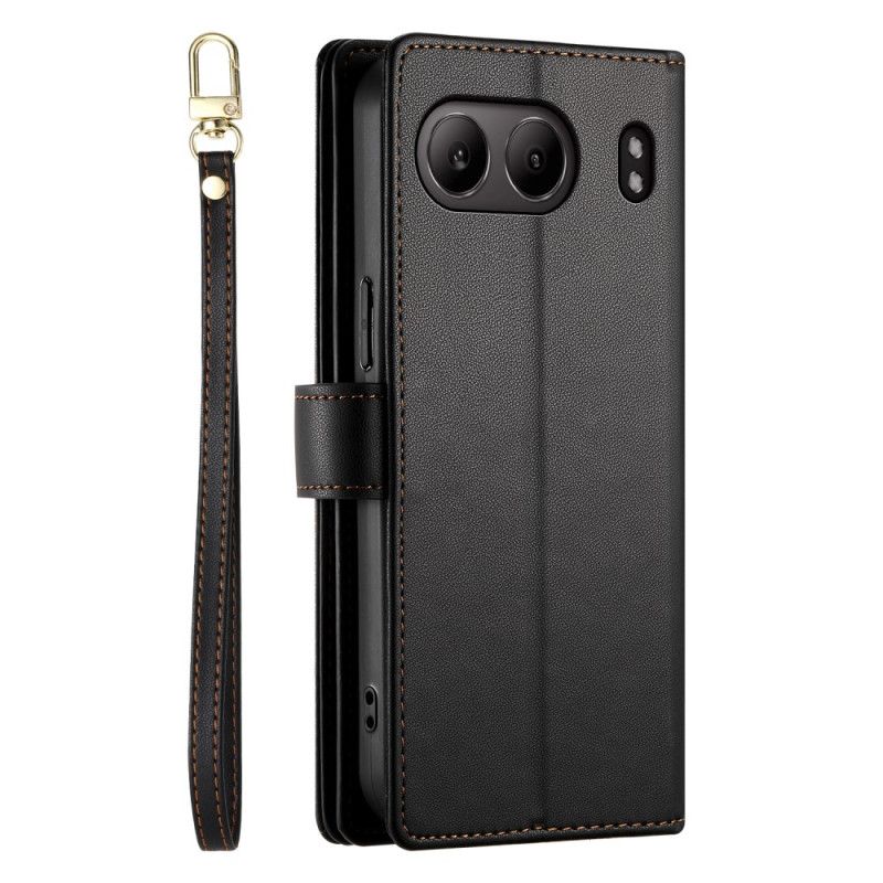 Bescherming Hoesje Oneplus Nord 4 Portemonnee Met Bandje En Schouderband