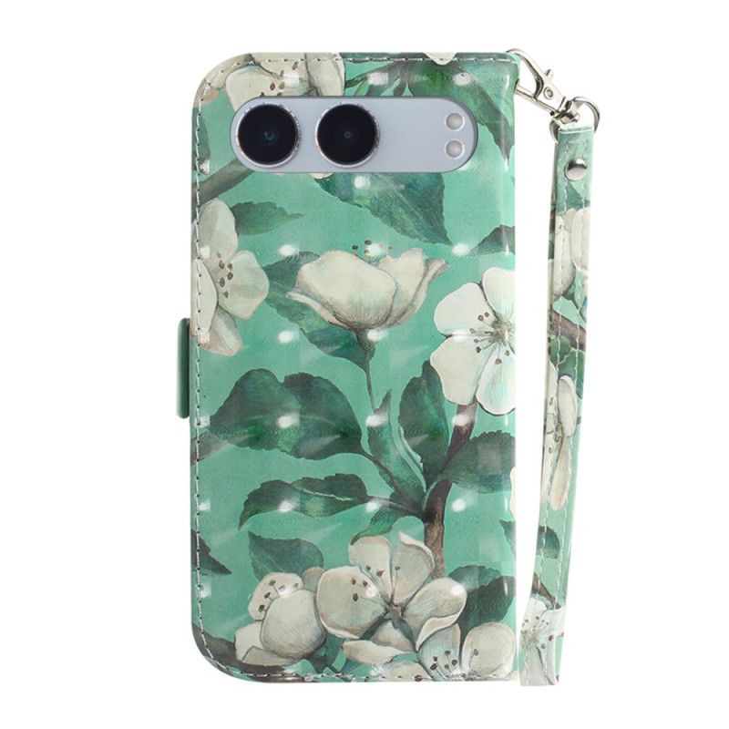 Flip Case Leren Oneplus Nord 4 Aquarel Bloemen Sleutelkoord
