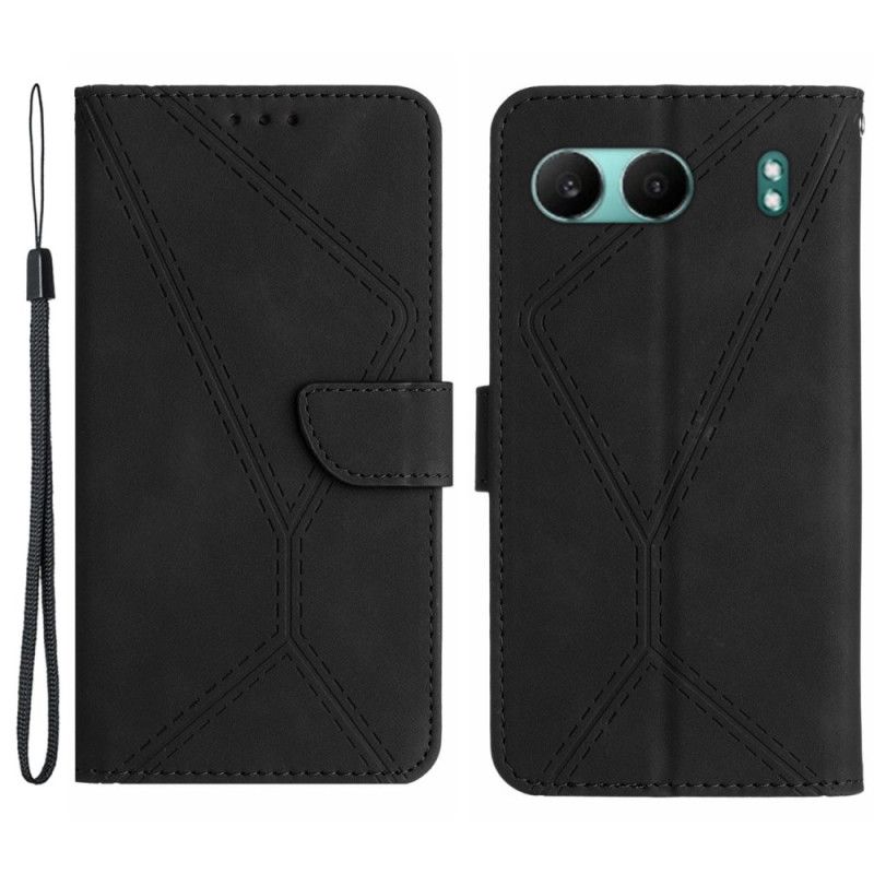 Flip Case Leren Oneplus Nord 4 Bandje Met Strepen En Trekkoordjes