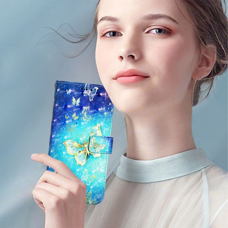 Flip Case Leren Oneplus Nord 4 Gouden Vlinders