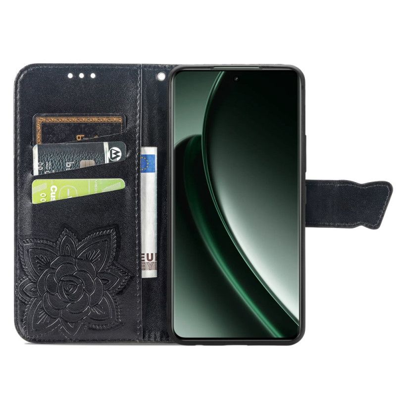 Leren Hoesje Oneplus Nord 4 Barokke Vlinder Bescherming Hoesje