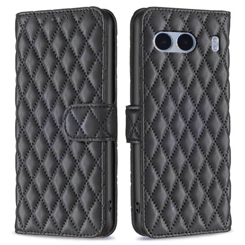 Leren Hoesje Oneplus Nord 4 Gewatteerde Binfen Kleur Bescherming Hoesje