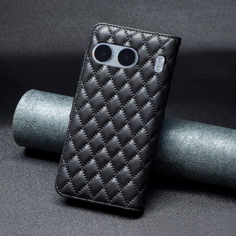 Leren Hoesje Oneplus Nord 4 Gewatteerde Binfen Kleur Bescherming Hoesje