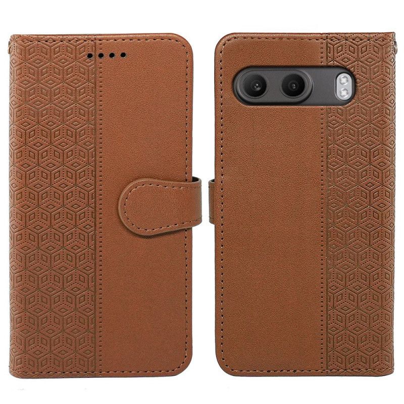 Leren Hoesje Oneplus Nord 4 Kubisch Patroon Bescherming Hoesje