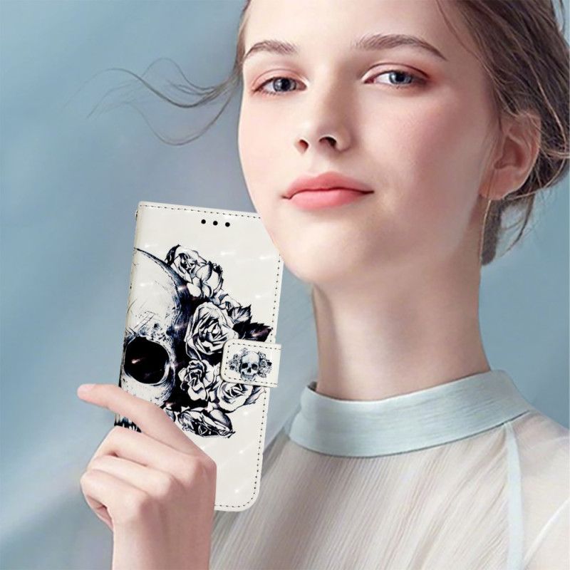 Leren Hoesje Voor Oneplus Nord 4 Bloemenschedel