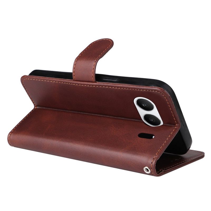 Leren Hoesje Voor Oneplus Nord 4 Effen Band Van Imitatieleer