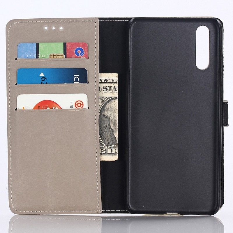Bescherming Hoesje Samsung Galaxy A70 Bruin Grijs Retro Kunstleer
