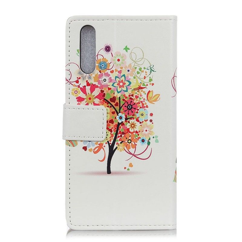 Bescherming Hoesje Samsung Galaxy A70 Groen Oranje Bloeiende Boom