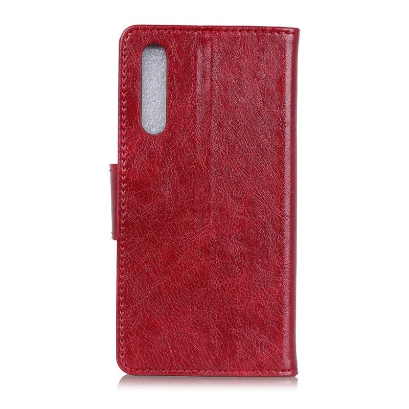 Bescherming Hoesje Samsung Galaxy A70 Rood Zwart Glanzend Leereffect