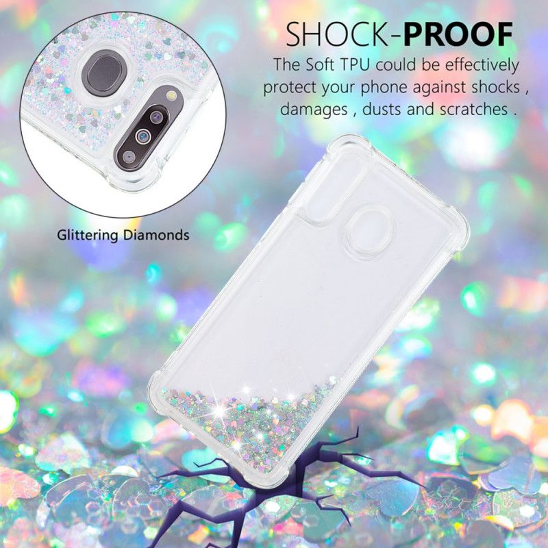 Case Hoesje Samsung Galaxy A70 Goud Zilver Telefoonhoesje Wens Glitter