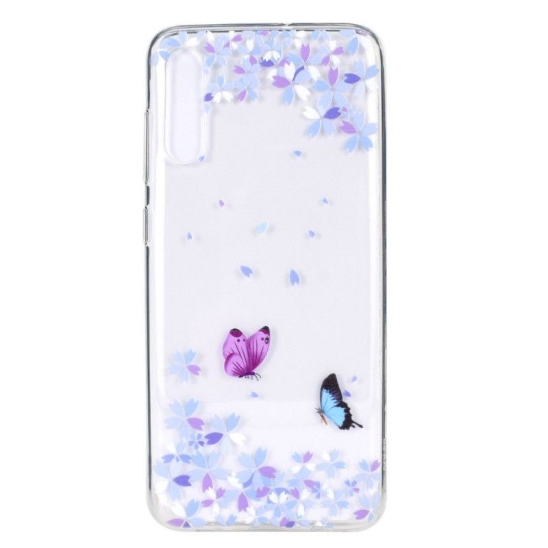 Case Hoesje Samsung Galaxy A70 Telefoonhoesje Transparante Vlinders En Bloemen