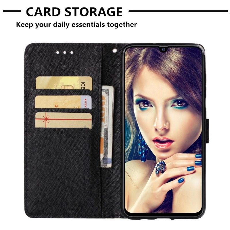 Cover Folio-hoesje Samsung Galaxy A70 Telefoonhoesje Gebloemde Schedel