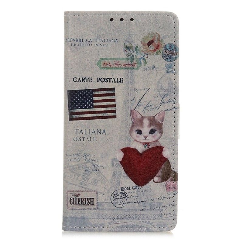 Cover Folio-hoesje Samsung Galaxy A70 Telefoonhoesje Reizende Kat