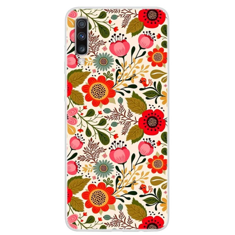 Cover Hoesje Samsung Galaxy A70 Telefoonhoesje Bloementapijt