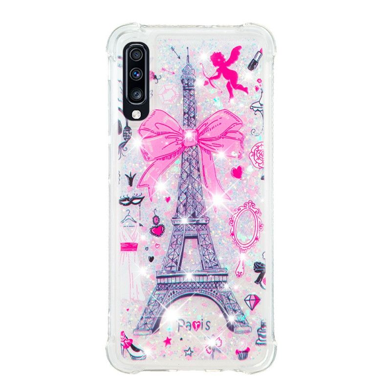 Hoesje Samsung Galaxy A70 Telefoonhoesje Glitter Van De Eiffeltoren