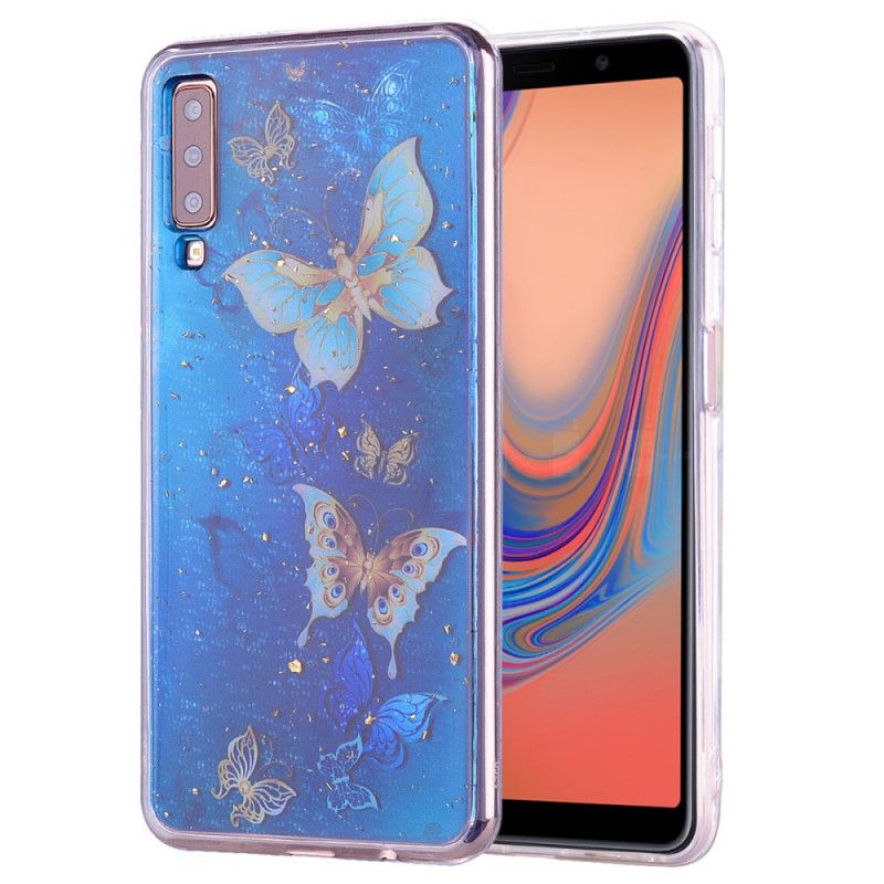 Hoesje Samsung Galaxy A70 Telefoonhoesje Vlinders En Glitter