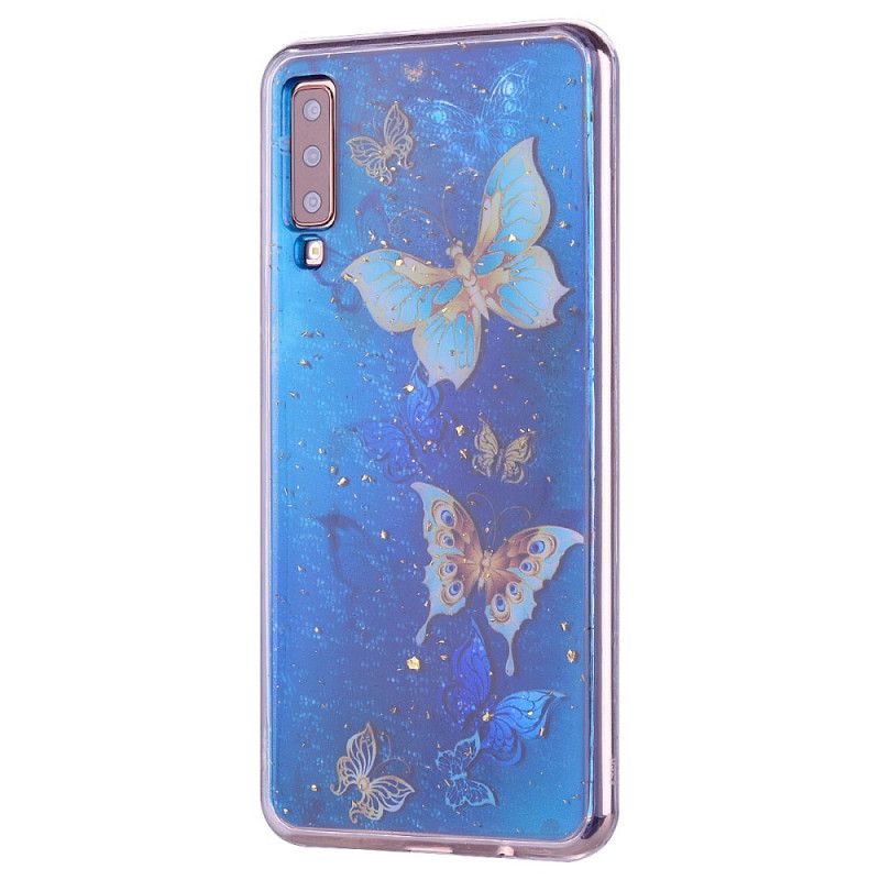 Hoesje Samsung Galaxy A70 Telefoonhoesje Vlinders En Glitter