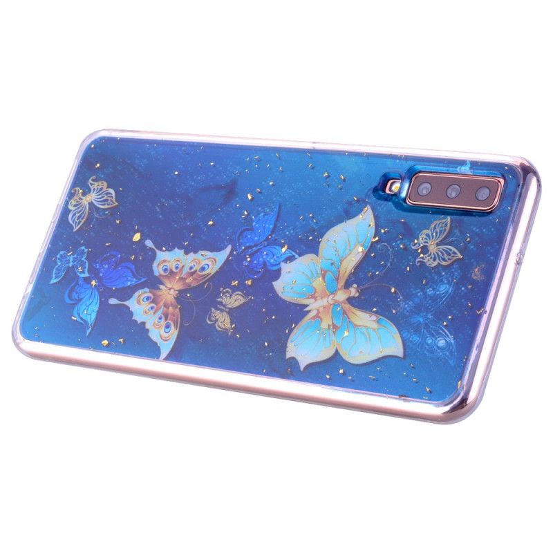 Hoesje Samsung Galaxy A70 Telefoonhoesje Vlinders En Glitter