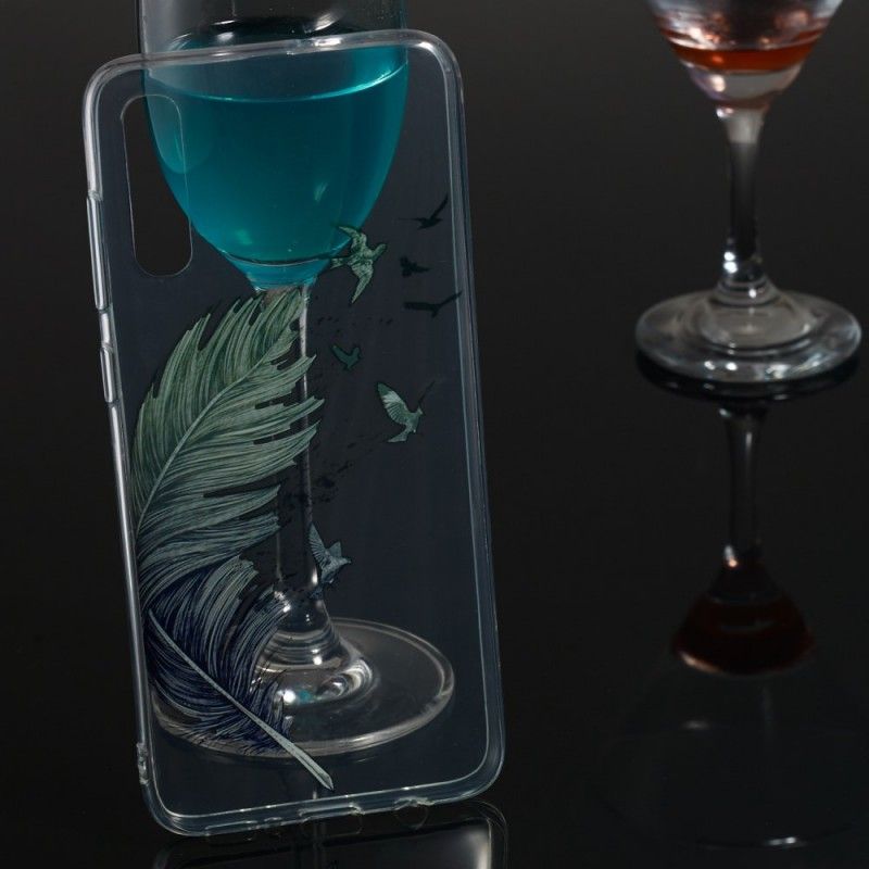 Hoesje Samsung Galaxy A70 Transparant Gekleurde Veer