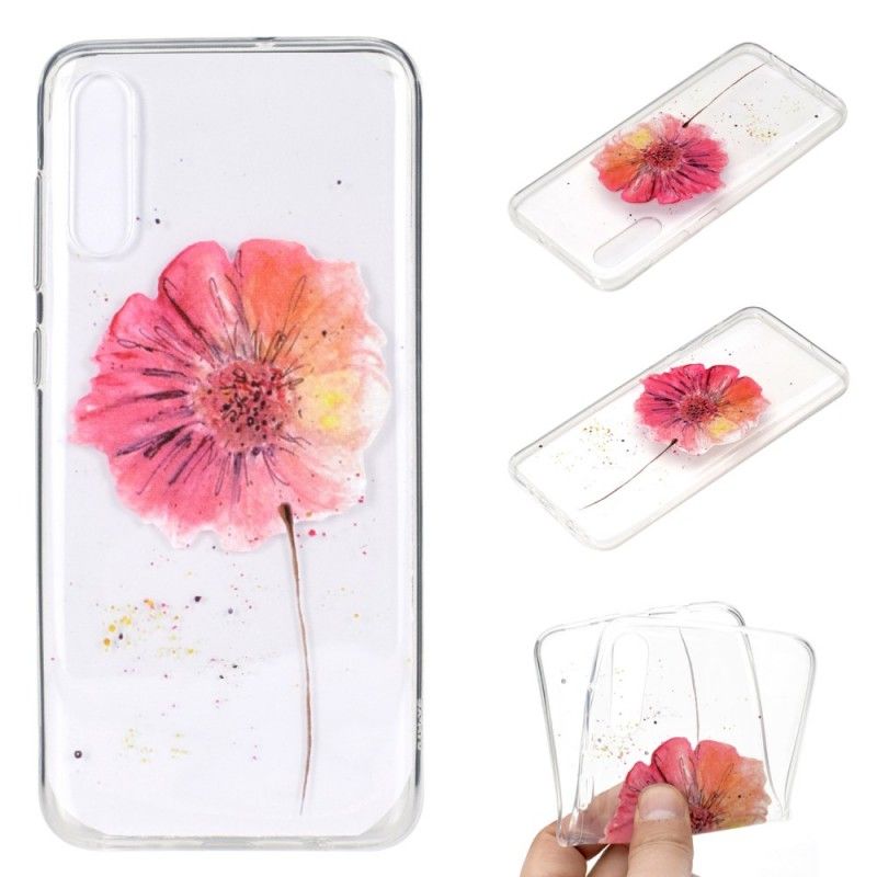 Hoesje Samsung Galaxy A70 Transparante Aquarel Klaproos