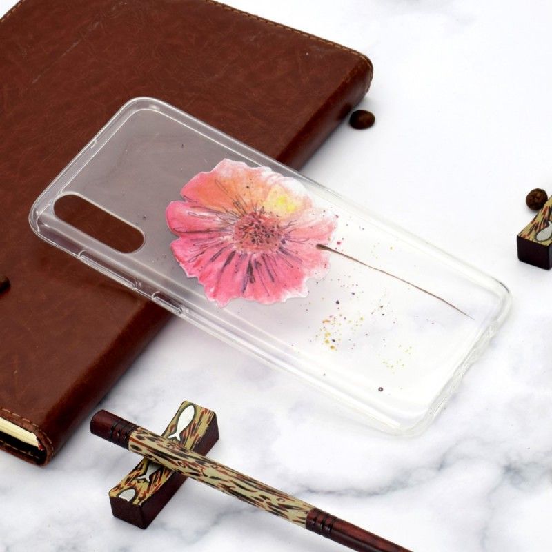 Hoesje Samsung Galaxy A70 Transparante Aquarel Klaproos