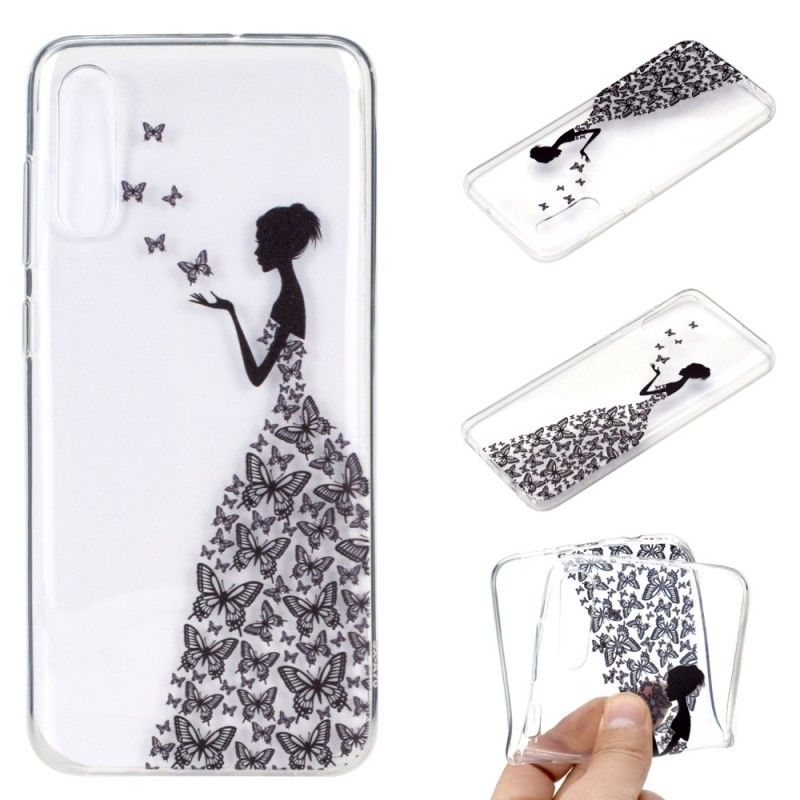 Hoesje Samsung Galaxy A70 Transparante Jurk Met Vlinders