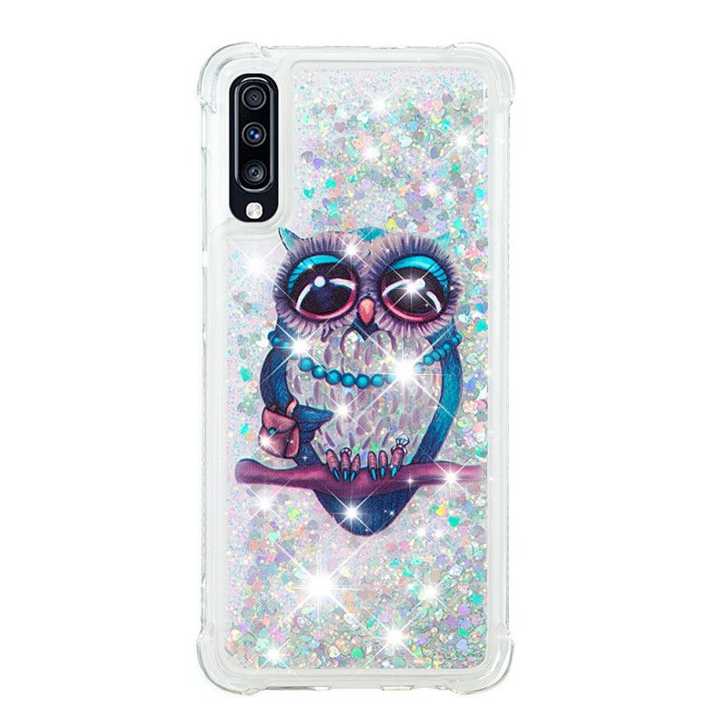 Hoesje voor Samsung Galaxy A70 Miss Uil Glitter