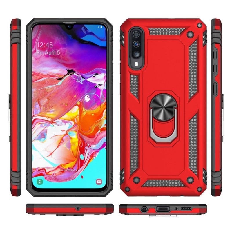 Hoesje voor Samsung Galaxy A70 Rood Zwart Premium Ring