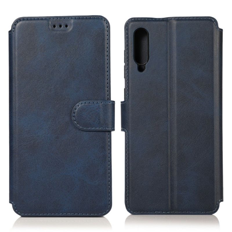 Leren Hoesje Samsung Galaxy A70 Donkerblauw Rood Luxe Leereffect