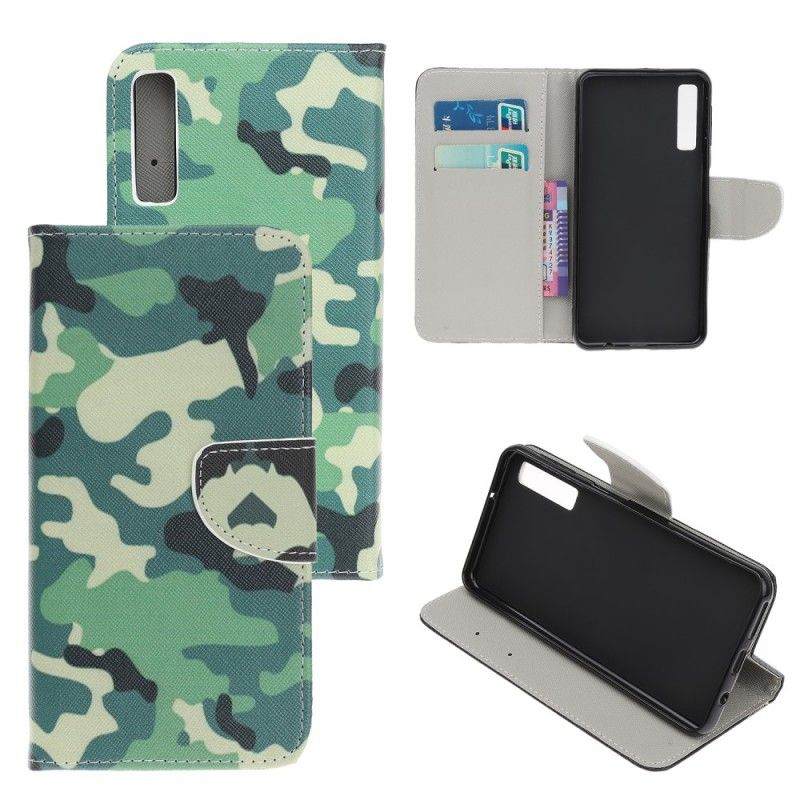 Leren Hoesje Samsung Galaxy A70 Militaire Camouflage