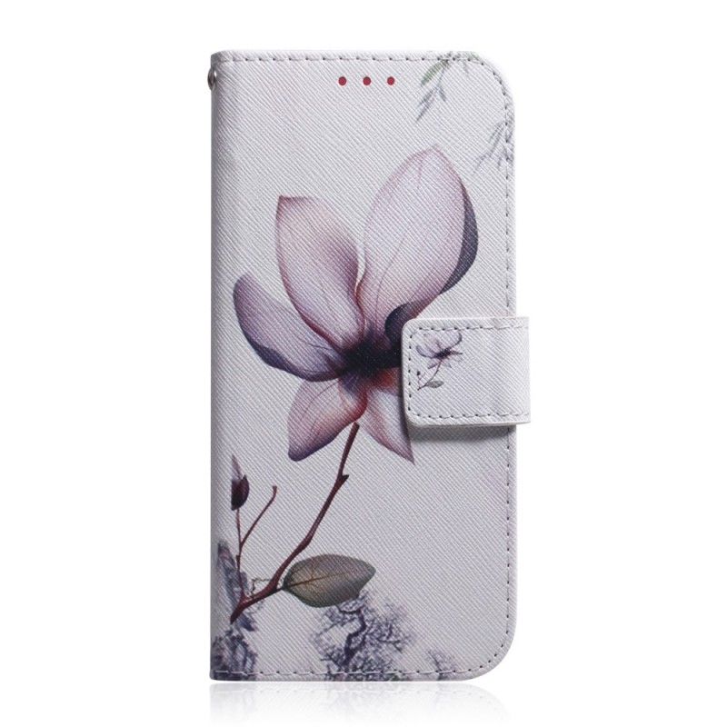 Leren Hoesje Samsung Galaxy A70 Oud Roze Bloem