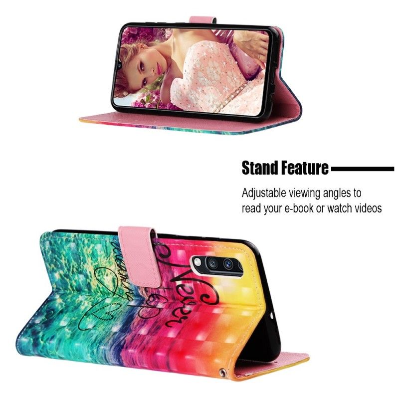 Leren Hoesje Samsung Galaxy A70 Stop Nooit Met Dromen