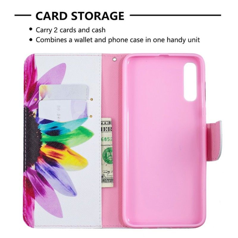 Leren Hoesje voor Samsung Galaxy A70 Aquarelbloem