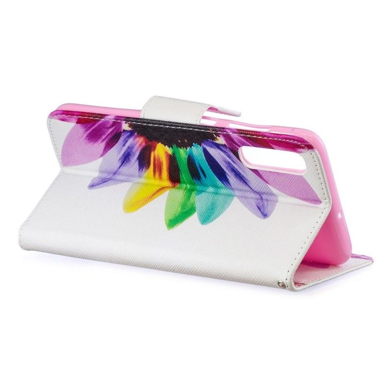 Leren Hoesje voor Samsung Galaxy A70 Aquarelbloem