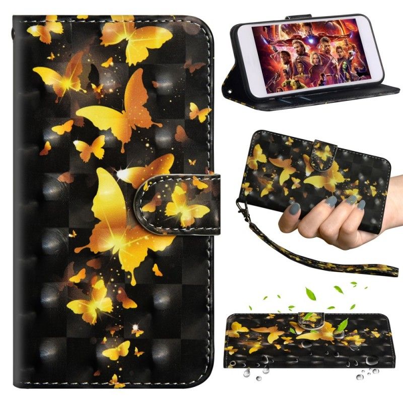 Leren Hoesje voor Samsung Galaxy A70 Gele Vlinders