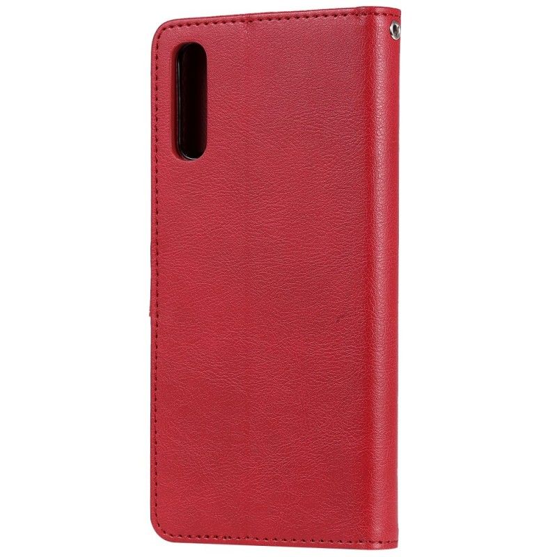 Leren Hoesje voor Samsung Galaxy A70 Rood Zwart Afneembaar