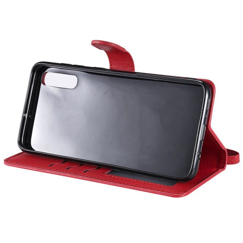 Leren Hoesje voor Samsung Galaxy A70 Rood Zwart Afneembaar