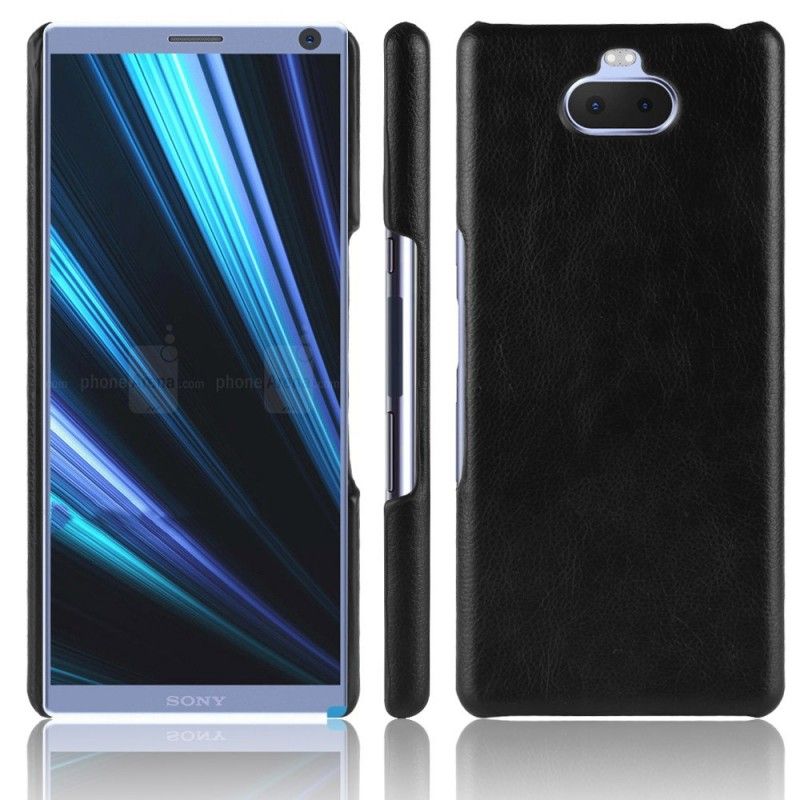 Hoesje Sony Xperia 10 Plus Grijs Zwart Performance Lychee Leereffect