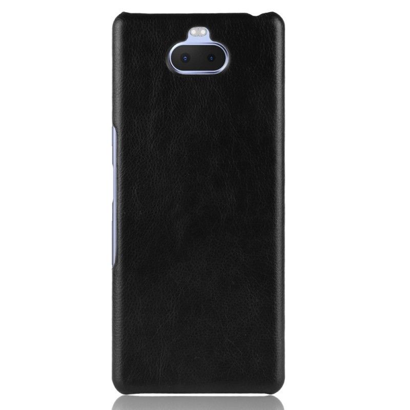 Hoesje Sony Xperia 10 Plus Grijs Zwart Performance Lychee Leereffect