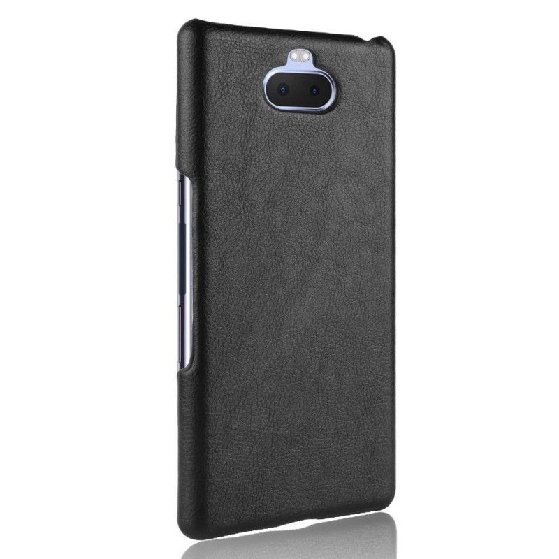 Hoesje Sony Xperia 10 Plus Grijs Zwart Performance Lychee Leereffect