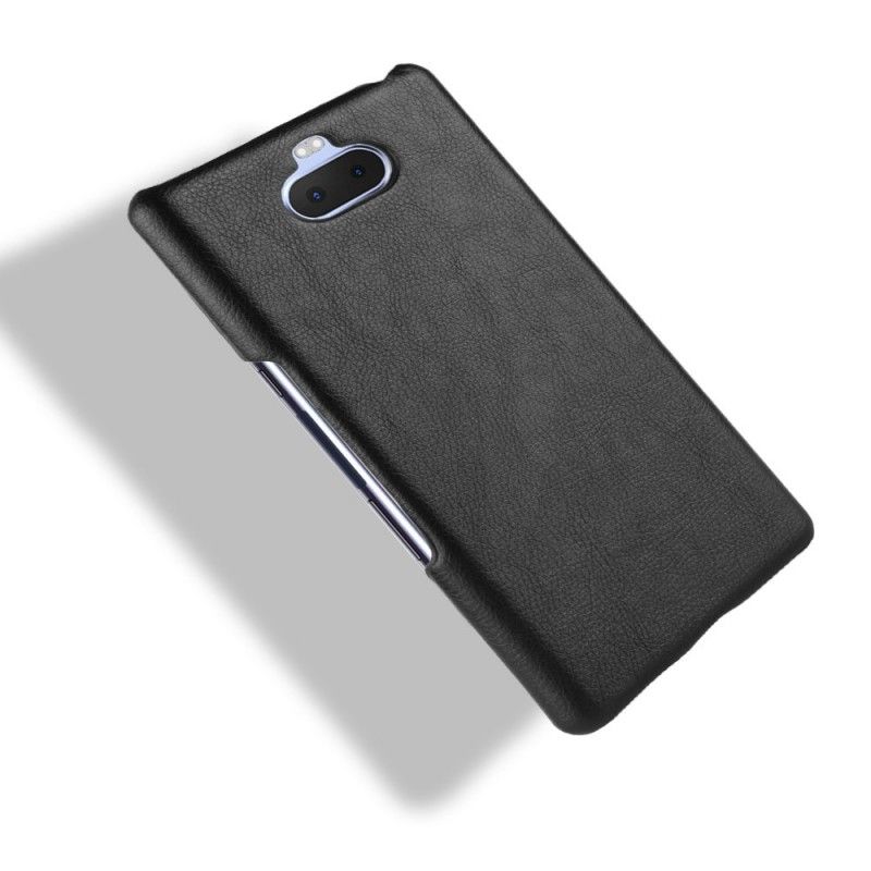 Hoesje Sony Xperia 10 Plus Grijs Zwart Performance Lychee Leereffect
