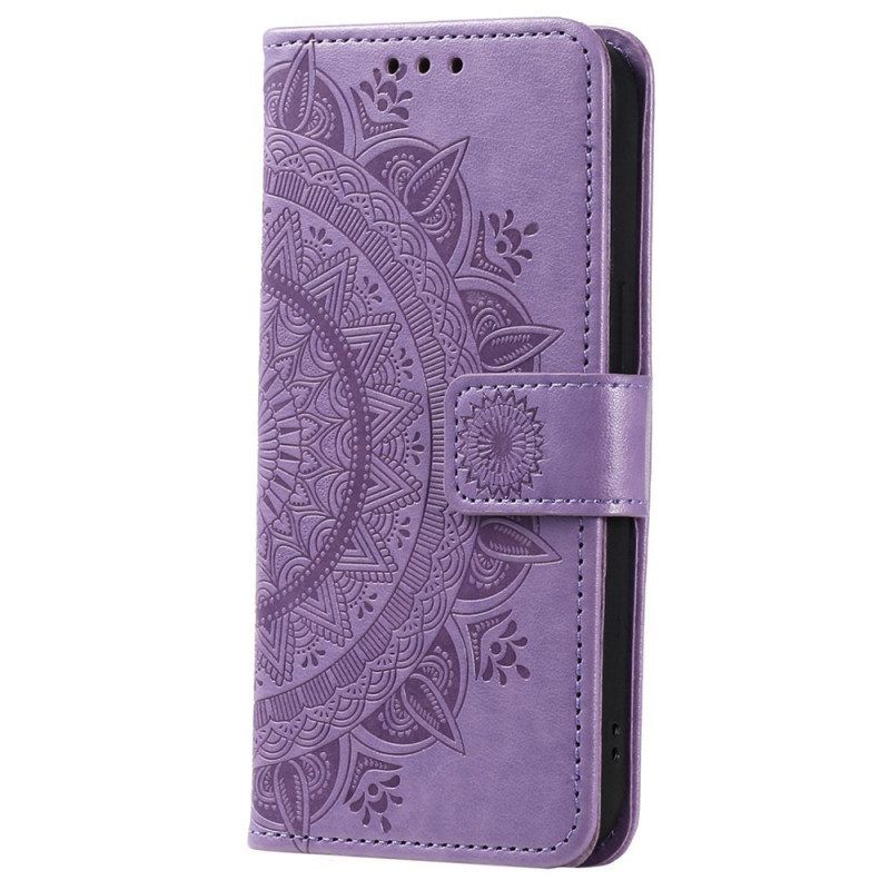 Leren Hoesje voor Xiaomi 12T / 12T Pro Mandala Zon Met Lanyard