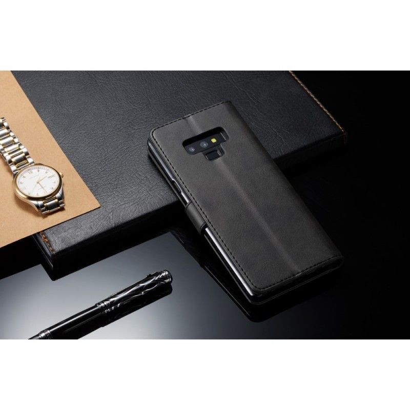 Bescherming Hoesje Samsung Galaxy Note 9 Grijs Zwart Lc.Imeeke Leereffect