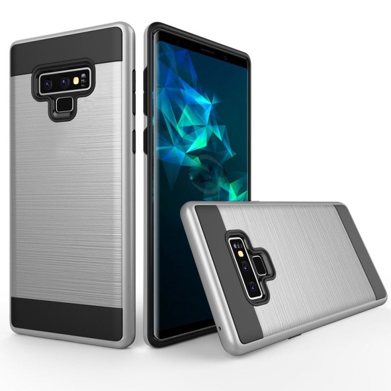 Case Hoesje Samsung Galaxy Note 9 Wit Zwart Telefoonhoesje Geborstelde Hybride